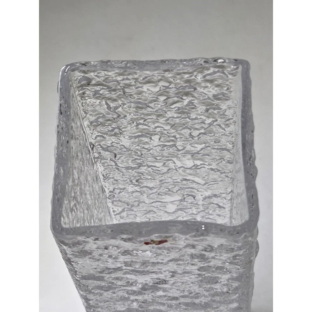 Vintage Iittala Finland Linearia Crinkle Square Vase 7.5